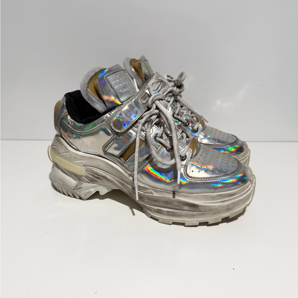 Maison Martin Margiela Holographic Silver Platform Sneakers